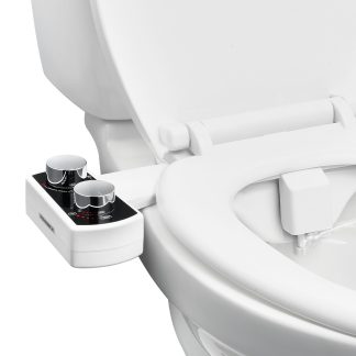 Bidet Attachment For Toilet, Non-Electric Bidet Toilet Seat Attachment - Dual Retractable Nozzles, Adjustable Water Pressure, Easily Installed Cold Water Sprayer For Rear Feminine Wash, White